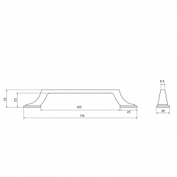 SETE Ручка 182, L-128, черная, ZnAl, RM-182128-20 180/30 шт										