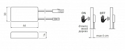 Выключатель бесконтактный для плиты и деревянных полок 12V/24V, IP20, до 50W, с диммированием